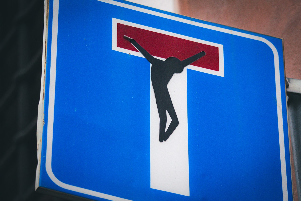 Sackgasse mit Jesus am Kreuz