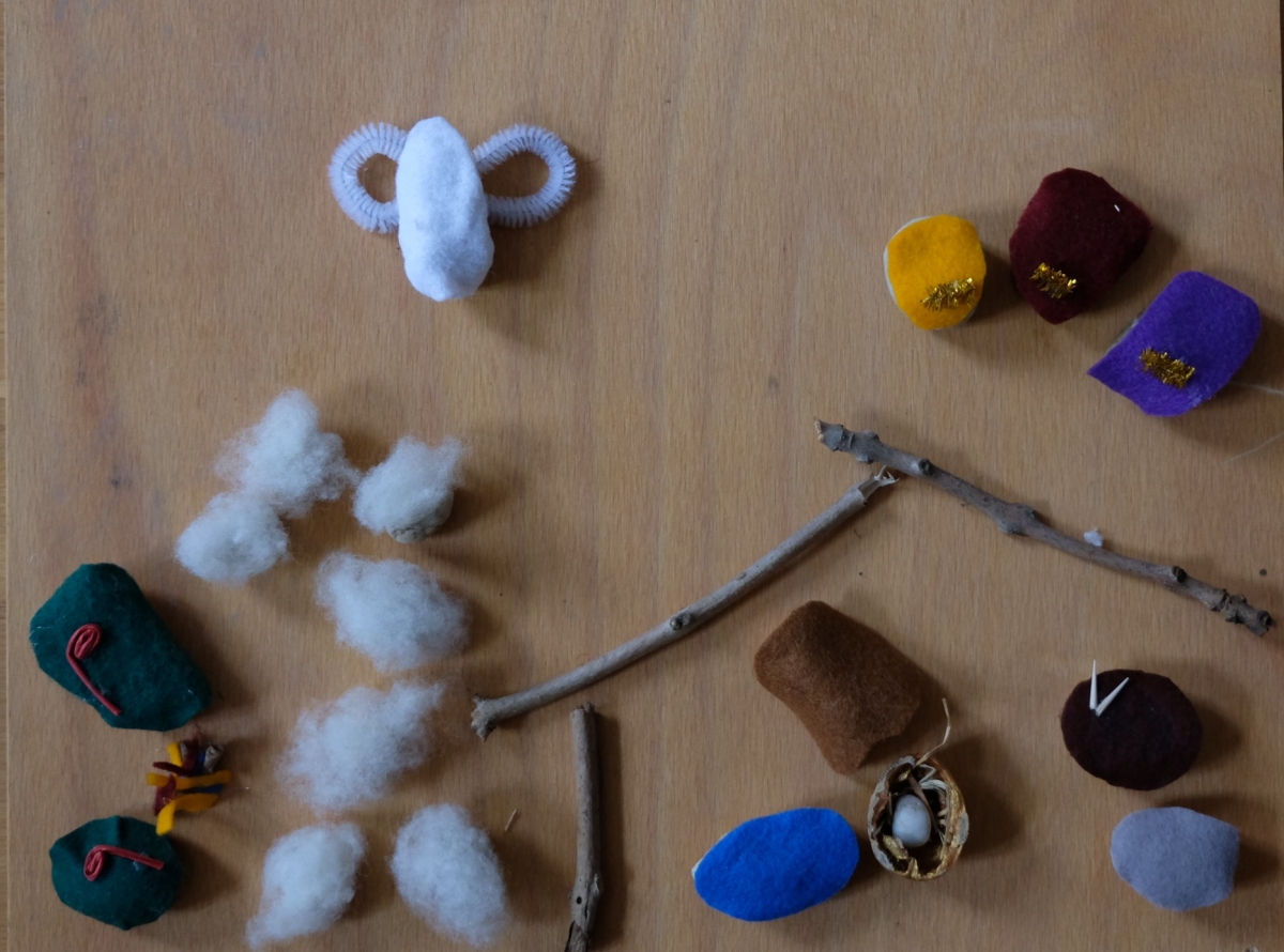 Bastelmaterial für eine Krippe